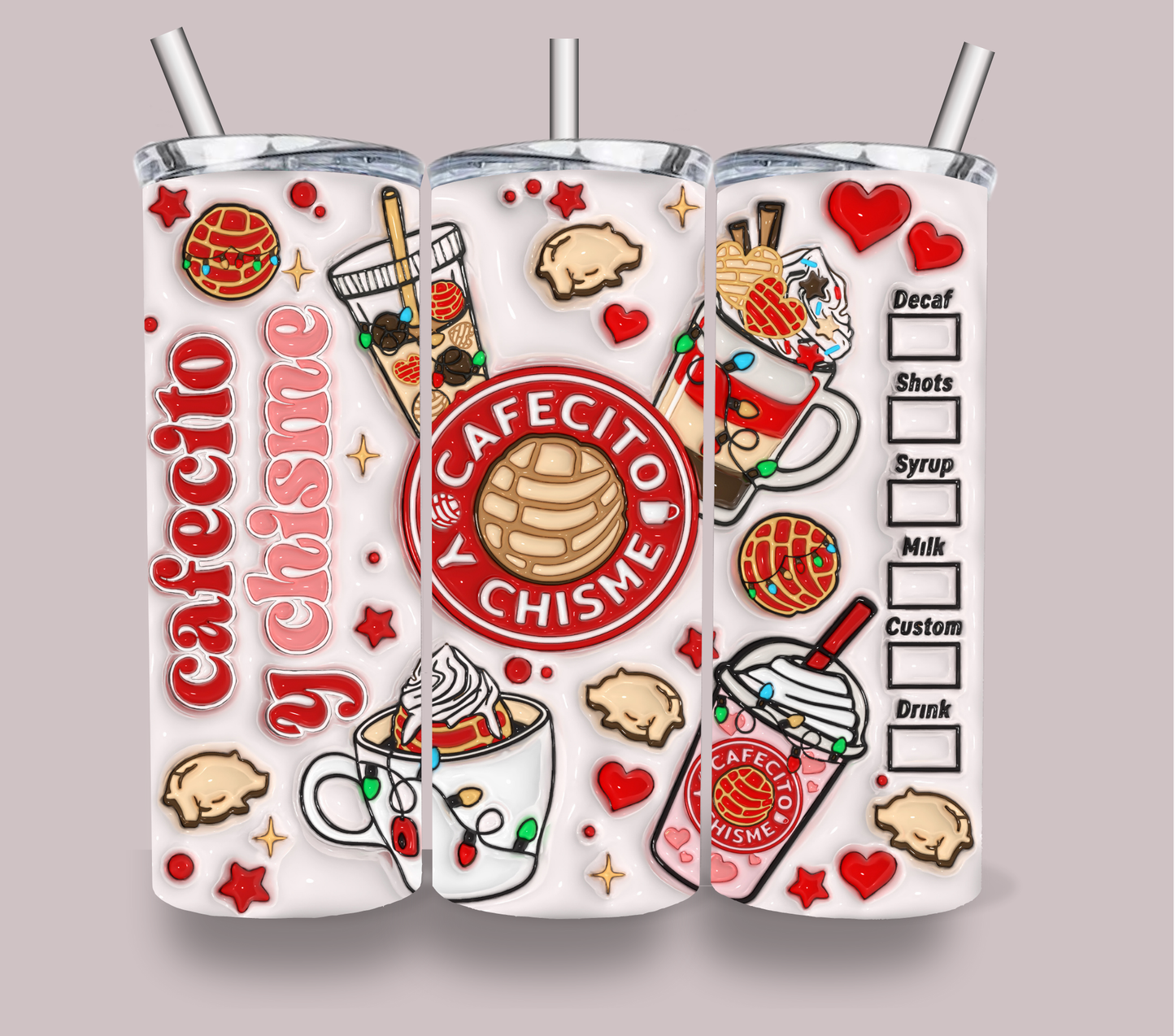 Cafecito & Chisme Skinny Tumbler