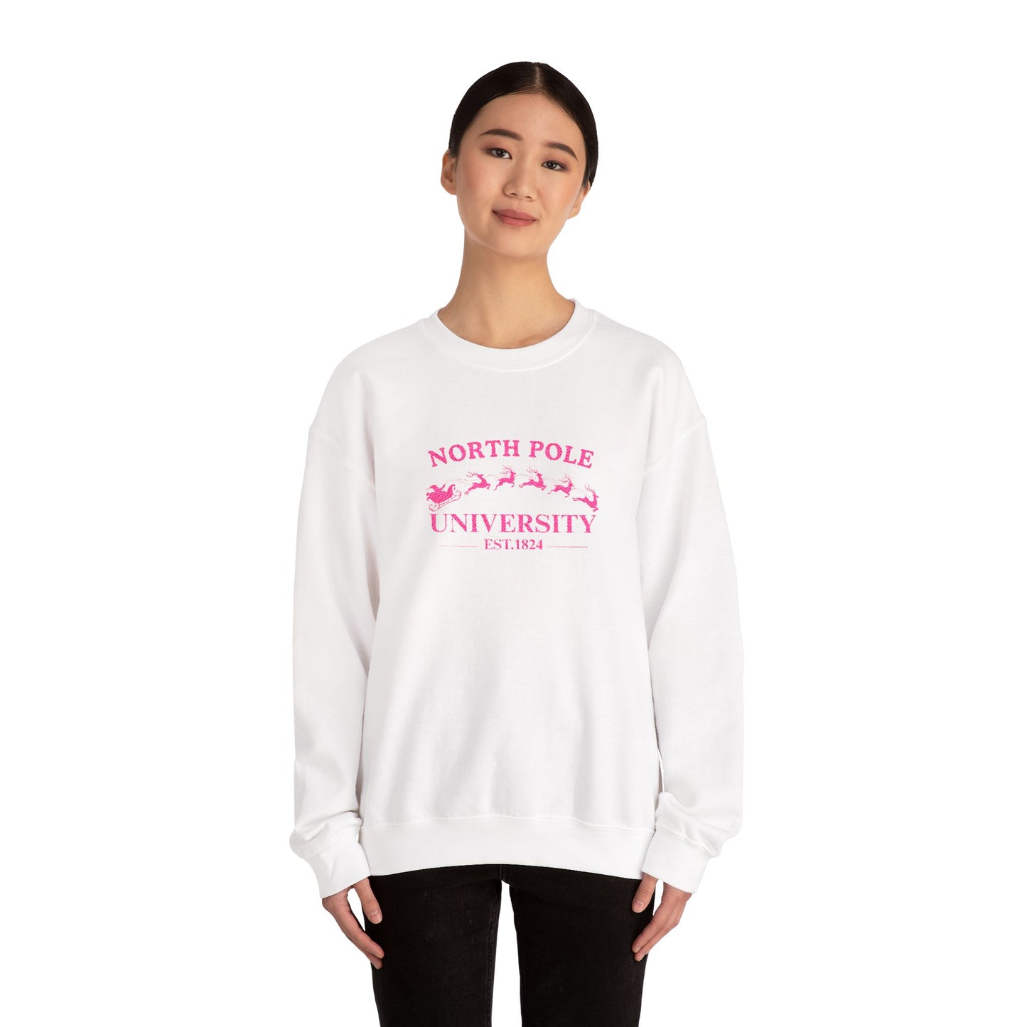 North Pole University Crewneck Sweatshirt Embroidery