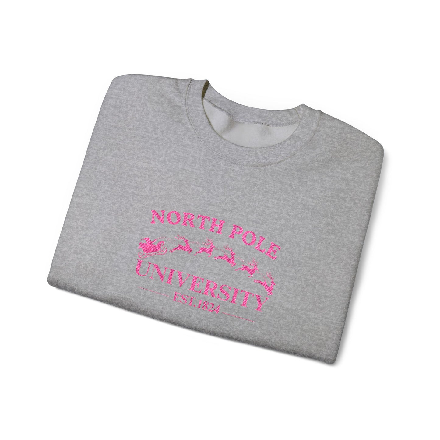 North Pole University Crewneck Sweatshirt Embroidery