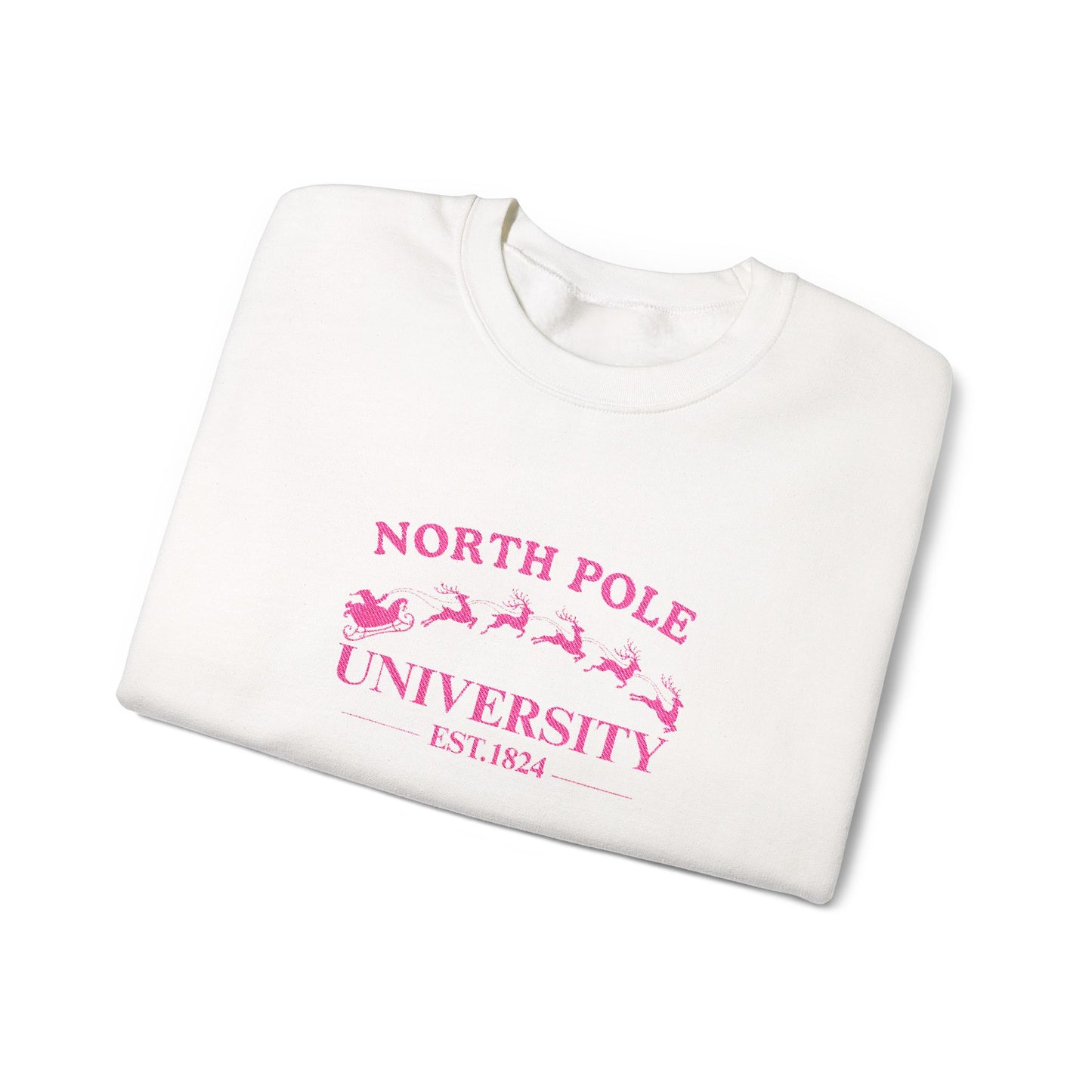 North Pole University Crewneck Sweatshirt Embroidery