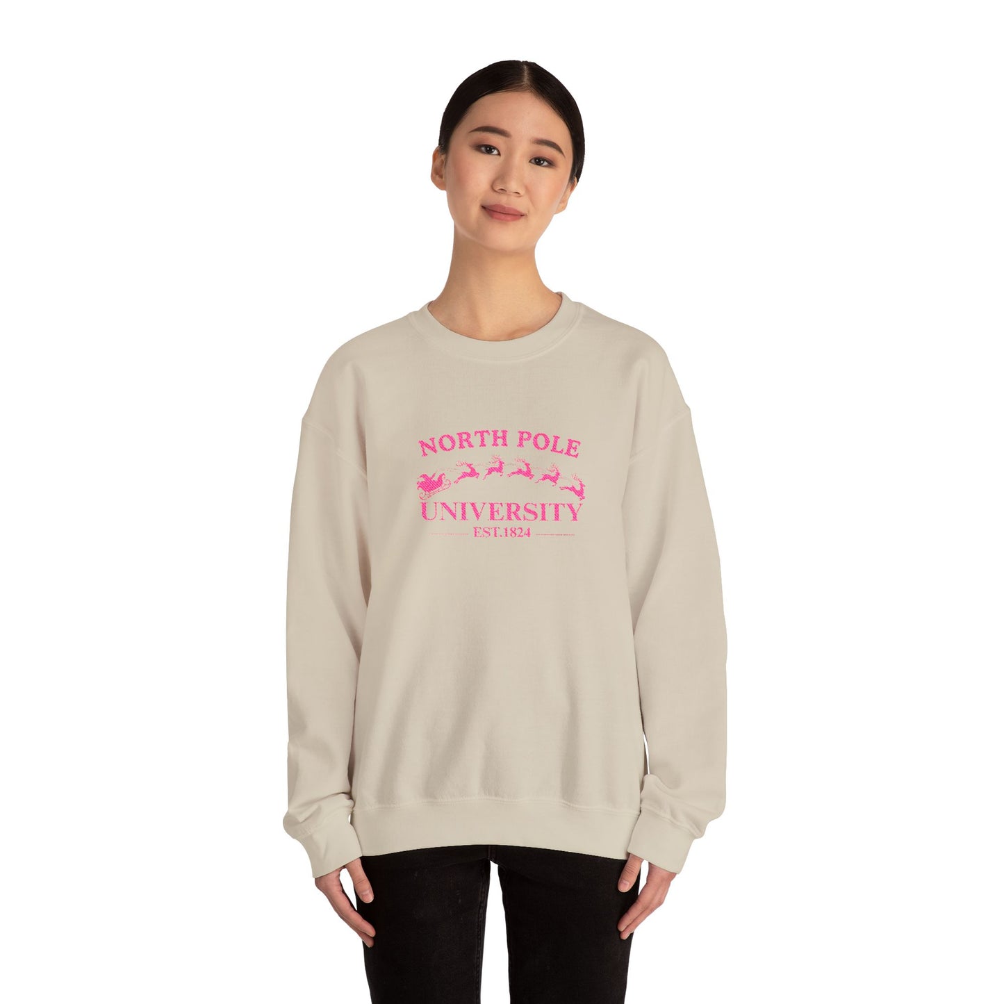 North Pole University Crewneck Sweatshirt Embroidery