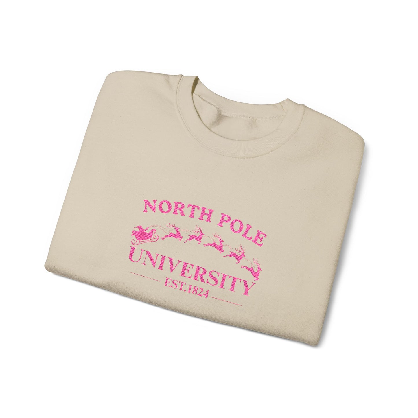 North Pole University Crewneck Sweatshirt Embroidery