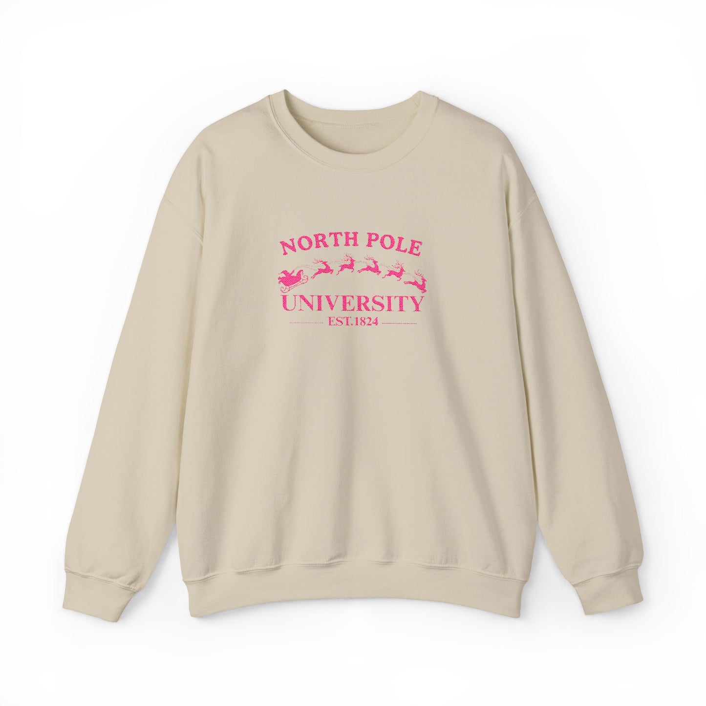 North Pole University Crewneck Sweatshirt Embroidery