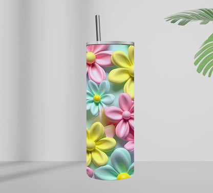 Soft Pastel Flowers Skinny Tumbler